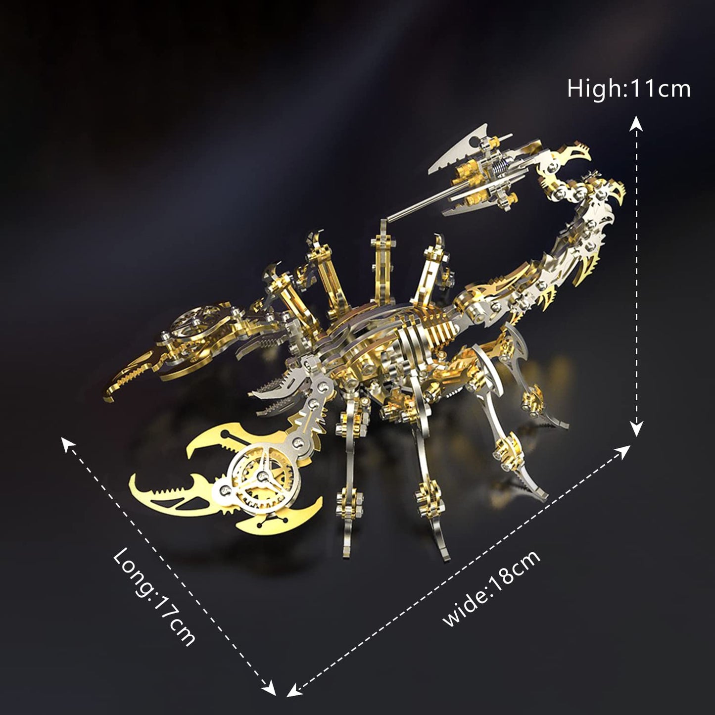 3D Metal Model Kits, Mechanical Scorpion King Gold 3D Metal Puzzle,Steel Warcraft Collection Diy Animal Brain Teasers Simple 3D