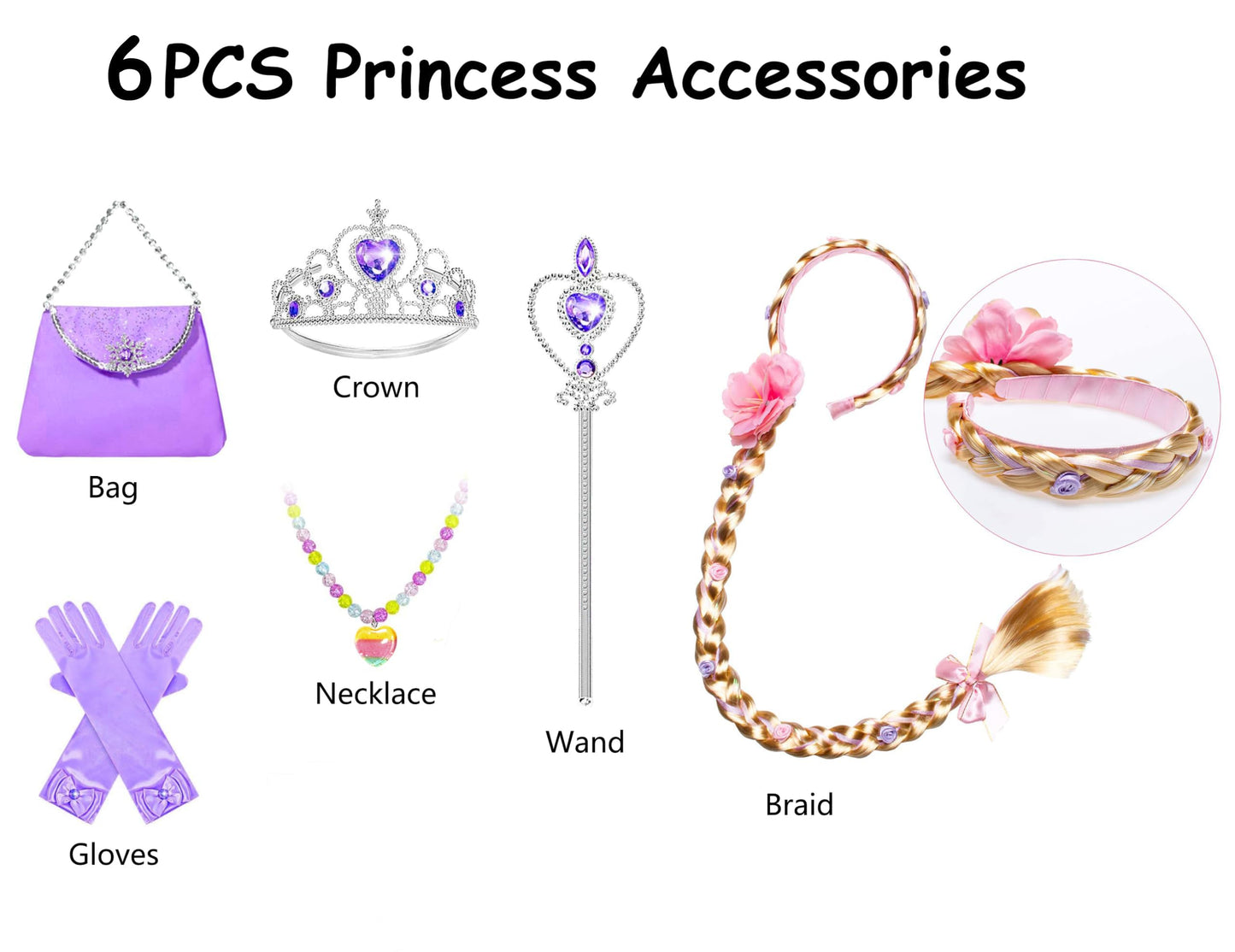 Syoimy Princess Dress For Girls Princess Dress Up Costume Birthday Party Halloween Cosplay Costume With Accessories