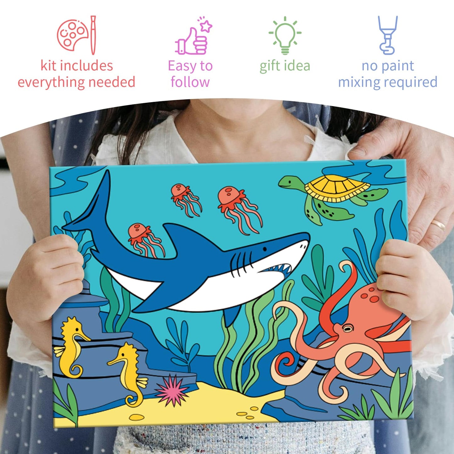 3 Pack Creative Kids Paint By Numbers Kit Canva Paint For Kids Includes 8X10 Inch Framed Canvas With 19 Acrylic Paints, 5 Brushe