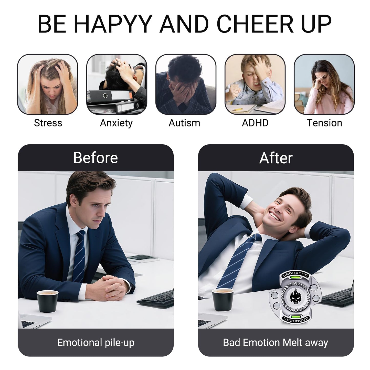 Upgraded 3-in-1 Fidget Spinner Toy: Longer Silent Spin Time & Glow. Magnetic Spinner  Clicker  Slider for Stress Relief & Focus. enhanced Desk Toy for Office mature-themeds  Cool Gadget Gift for Teens (Silver)