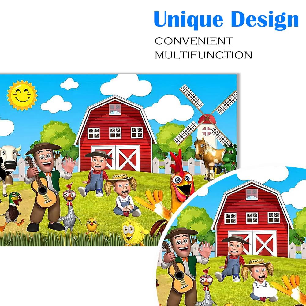 Yriowmi Farm Animals Theme Party Decorations,Children'S Birthday Party Background Fabric,Farm Animal Background Photo Banner,7 X