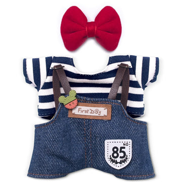 WASAFV Clothes for Labubu Outfits  Clothes for Labubu Clothes Set Fit 6.69''/17cm Doll Clothes Designer  enhanced Outfit with Accessories  Red Bow&Denim (NO Doll)