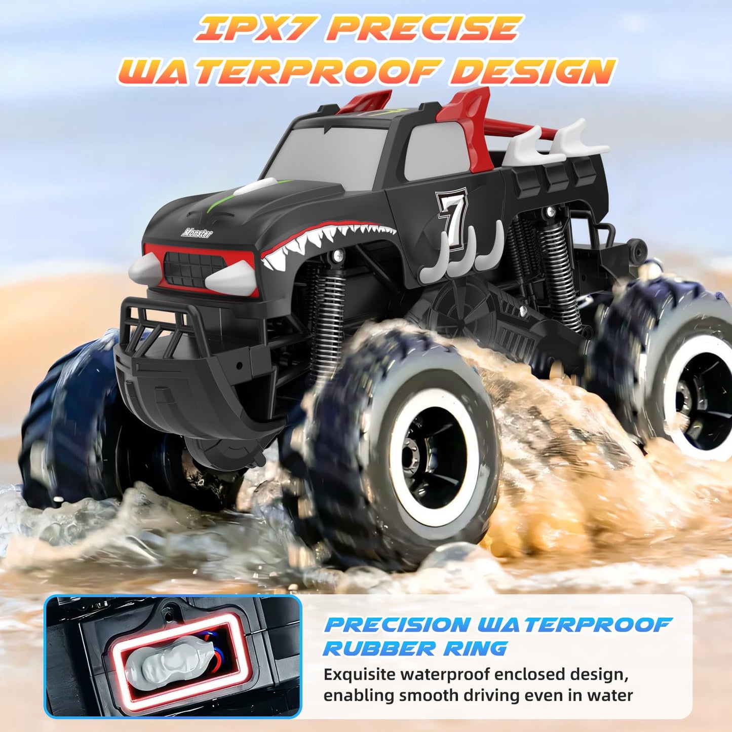 Sognotoy RC Monster Truck 1:16, Electric RC Car RC Monster Car 4WD Rock Crawler Scale Remote Control Truck Toy Cars,Waterproof&D