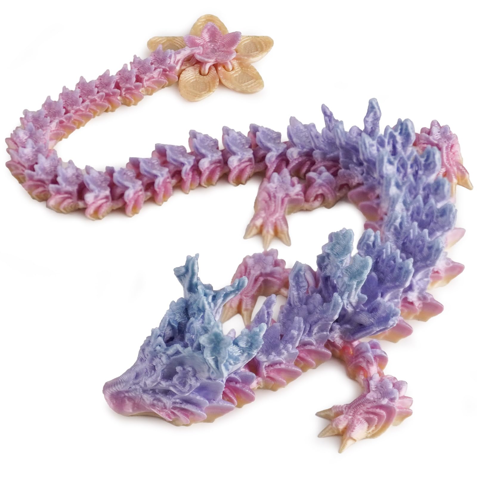 Outgoto 3D Printed Cherry Blossom Dragon - 11.8in Realistic Articulated Dragon Fidget Toy, Desk D  cor and Collectible