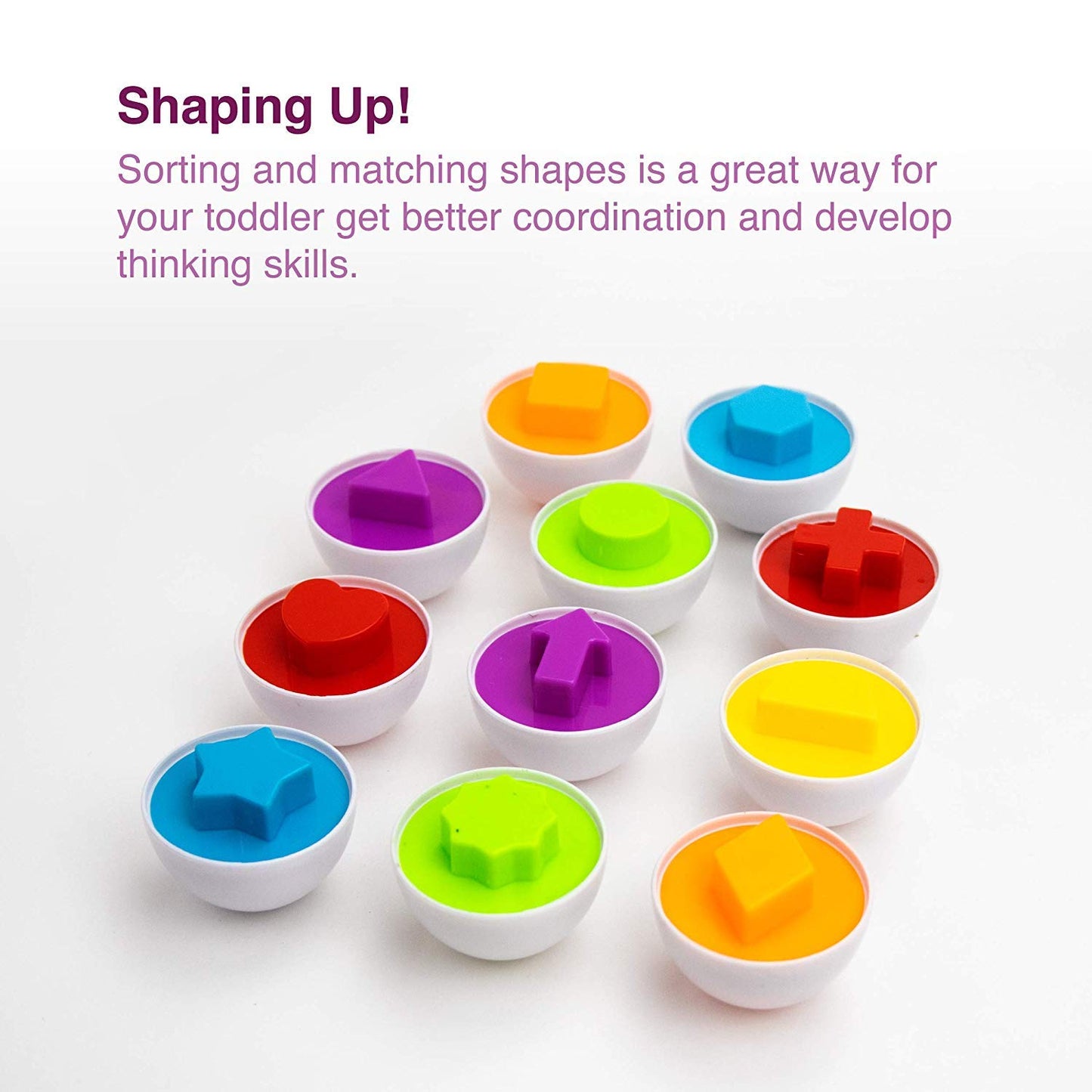 Toddler Toys - Color Matching Egg Set - Educational Color, Shapes And Sorting Recognition Skills - Puzzle For Kid Baby Boy Girl, Easter Basket Gift (6 Eggs)