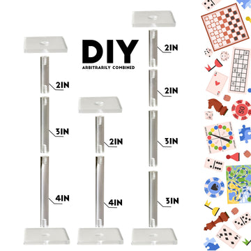 AAiphuwew 3pcs Combat Risers - Adjustable Height Acrylic Platforms for Miniatures - Clear - Model 15