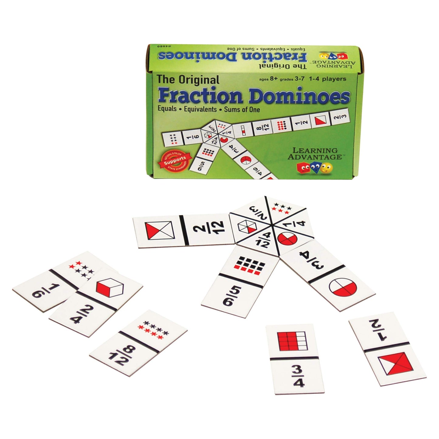 Learning Advantage The Original Fraction Dominoes | Homeschool Learning Fraction Game | 45 Dominoes | Math Manipulative For Kids | Teach Equivalents, Addition And Subtraction