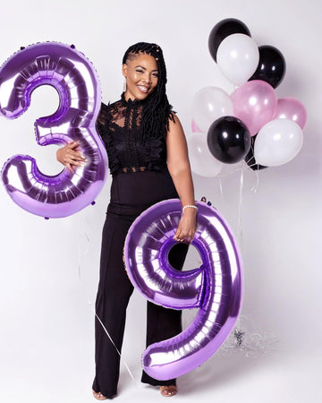 40 Inch Large 9 Balloon Purple Number Balloons, Butterfly Birthday Decorations, Foil Mylar Balloons For 9 19 29 Coraline Birthda
