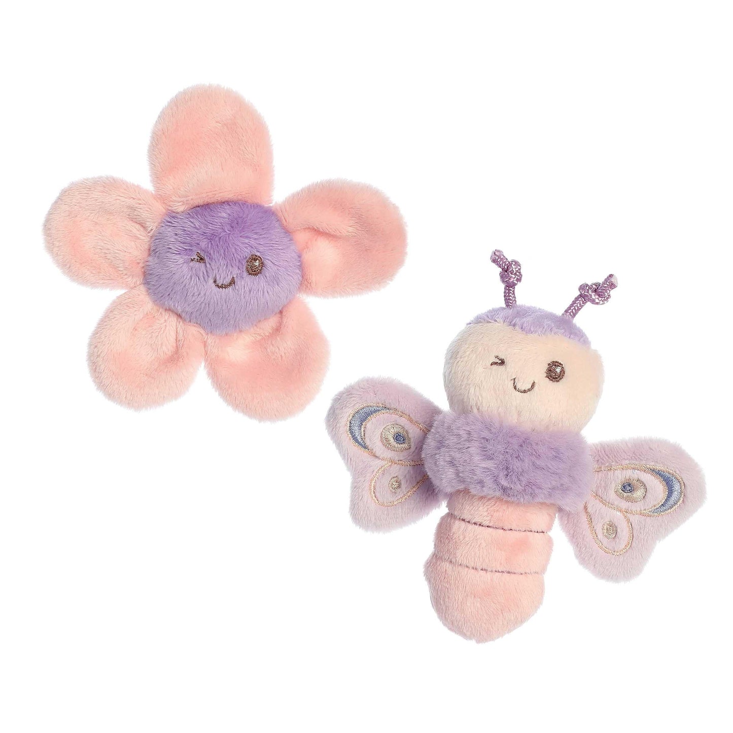 Ebba Playful Flutterflies Flutterfly Rattle & Crinkle Set Baby Stuffed Animal - Sensory Delight - Imaginative Play - Purple 4 Inches