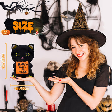 Mufeiruo Halloween Plush,8 Inch Halloween Cat Stuffed Animal,Halloween Black Cat Plushie With Pocket For Kids,Halloween Cat Plush,Gift For Halloween Boys Girls,Halloween Party Favors Decor