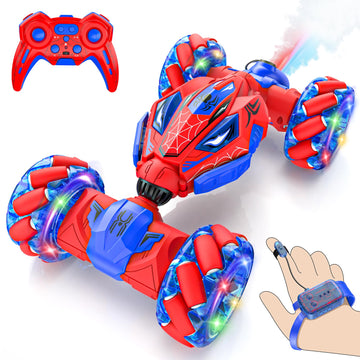 Unique 4WD 360 Rotating Gesture Sensing RC Stunt Car, Double-Sided Driving RC Drift Car with Lights, Music & Spray, Kids Outdoor