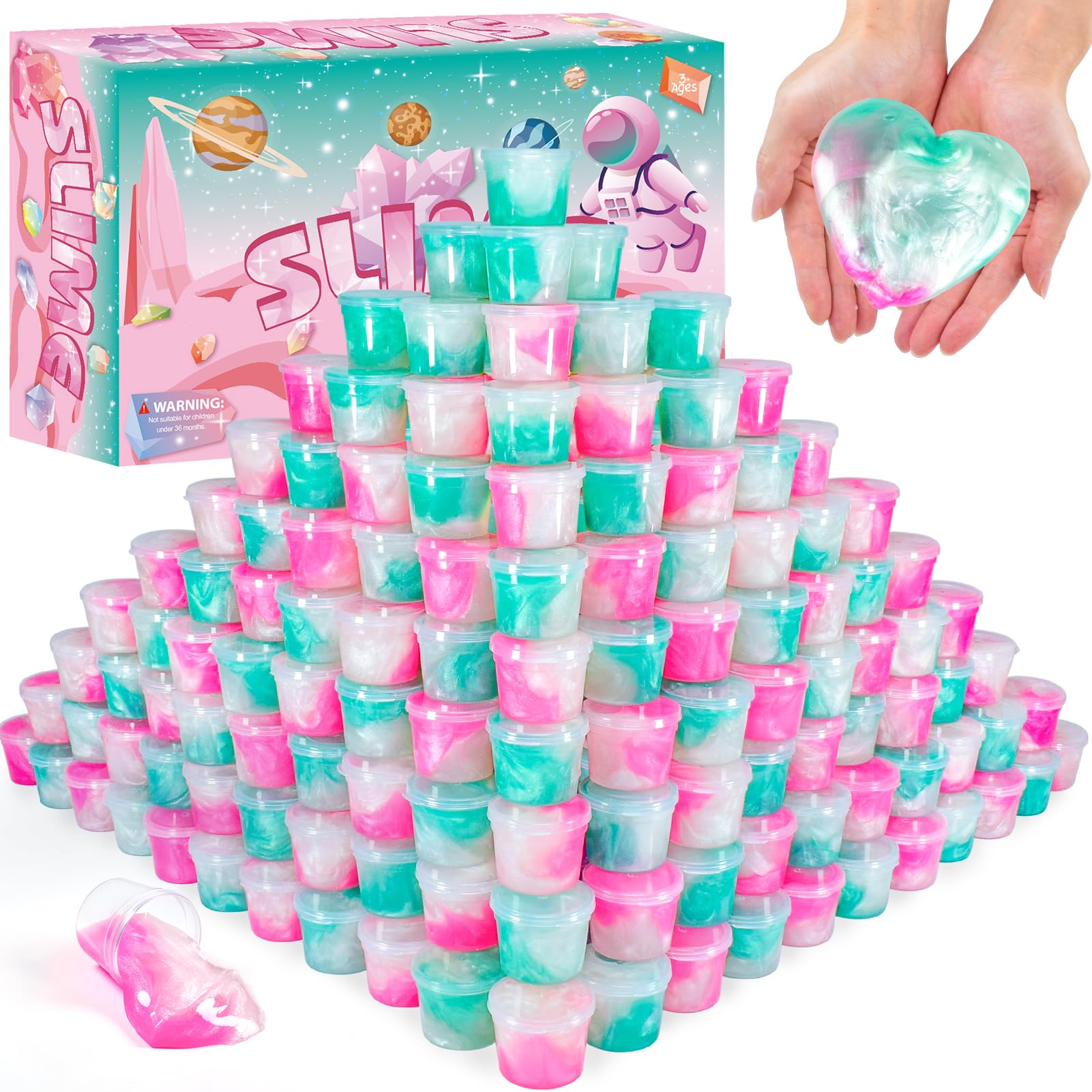 120 Pack Galaxy Slime Kit  Mini Bulk Slimes Stress Relief Toys for Girls Boys  Smooth and Soft  Party Favors  Goodie Bag Stuffers  Classroom Exchange Prizes  Valentines Slime Putty for Kids