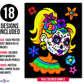 Super Pack of 18 Fuzzy Velvet Coloring Posters (Kids Themed - Day of the Dead) - Halloween and Dia de Los Muertos Coloring Craft