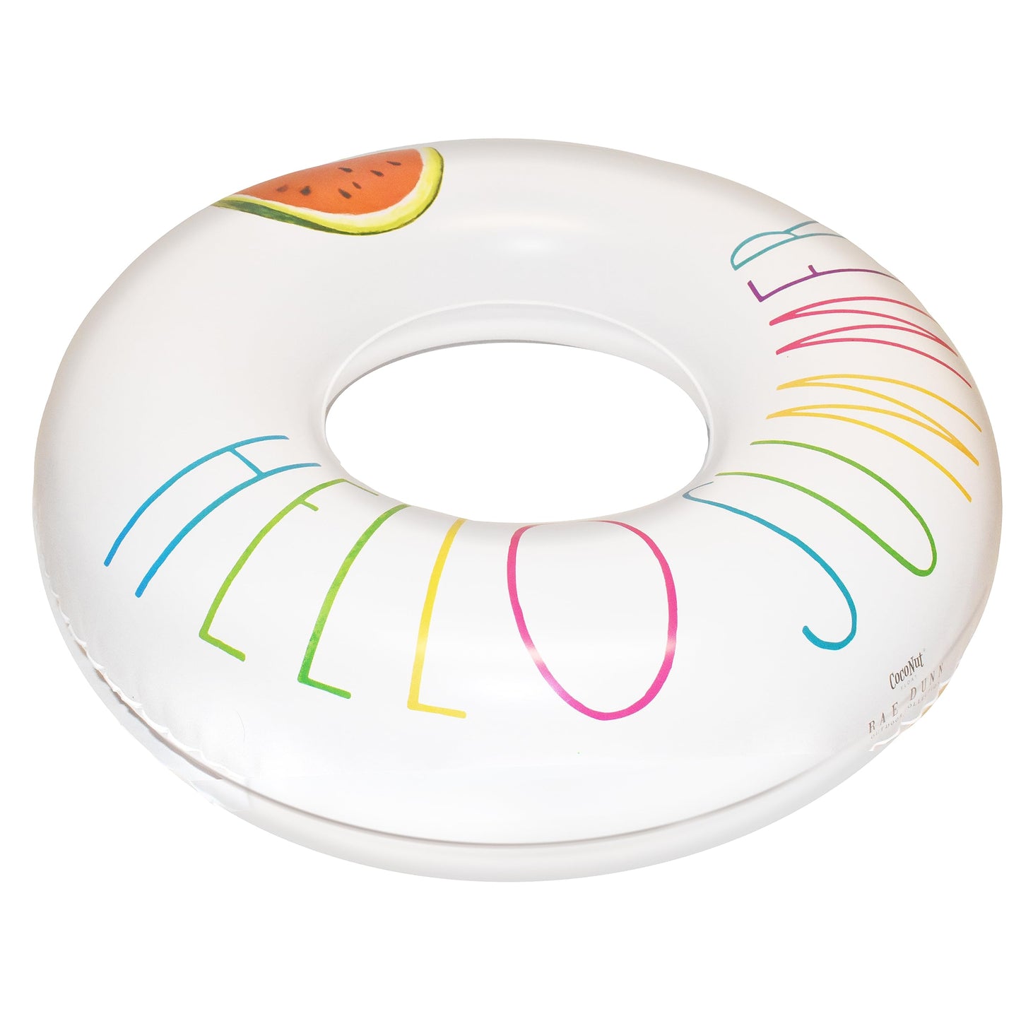 Rae Dunn X Coconut Float Junior Ring Float - Hello Summer Theme - 32 Inch Inflatable Raft & Durable Water Inner Tube - Stable Ri