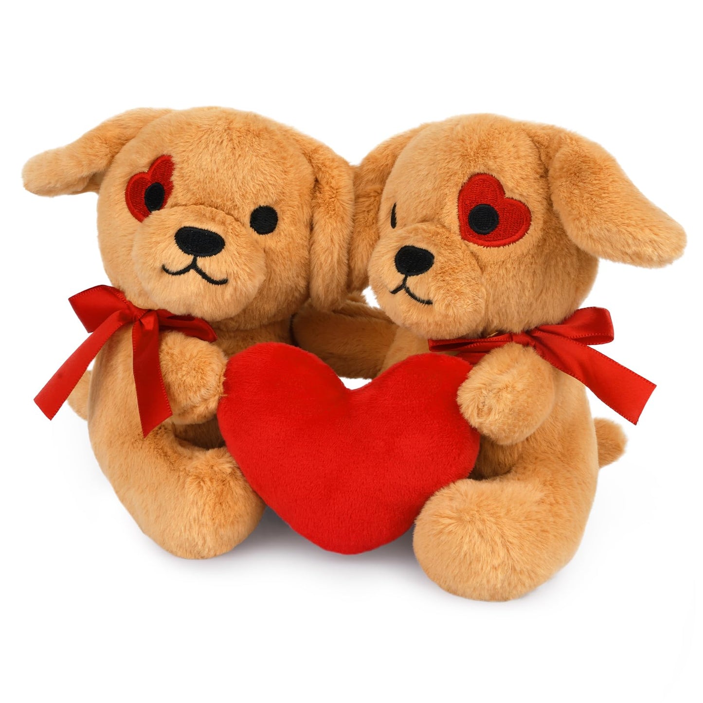 Jiajegtgt Valentines Stuffed Animals - 2 Pcs Dog Valentines Day Plush Toy With Heart, Valentines Day Gifts For Her Kids Girlfrie