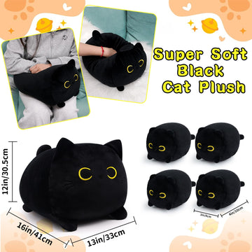 Lsydcarm Black Cat Plush, Black Cat Stuffed Animals Cat Plushie Toy, Mommy Cat With 4 Baby Kittens Kawaii Birthday Gifts For Kid