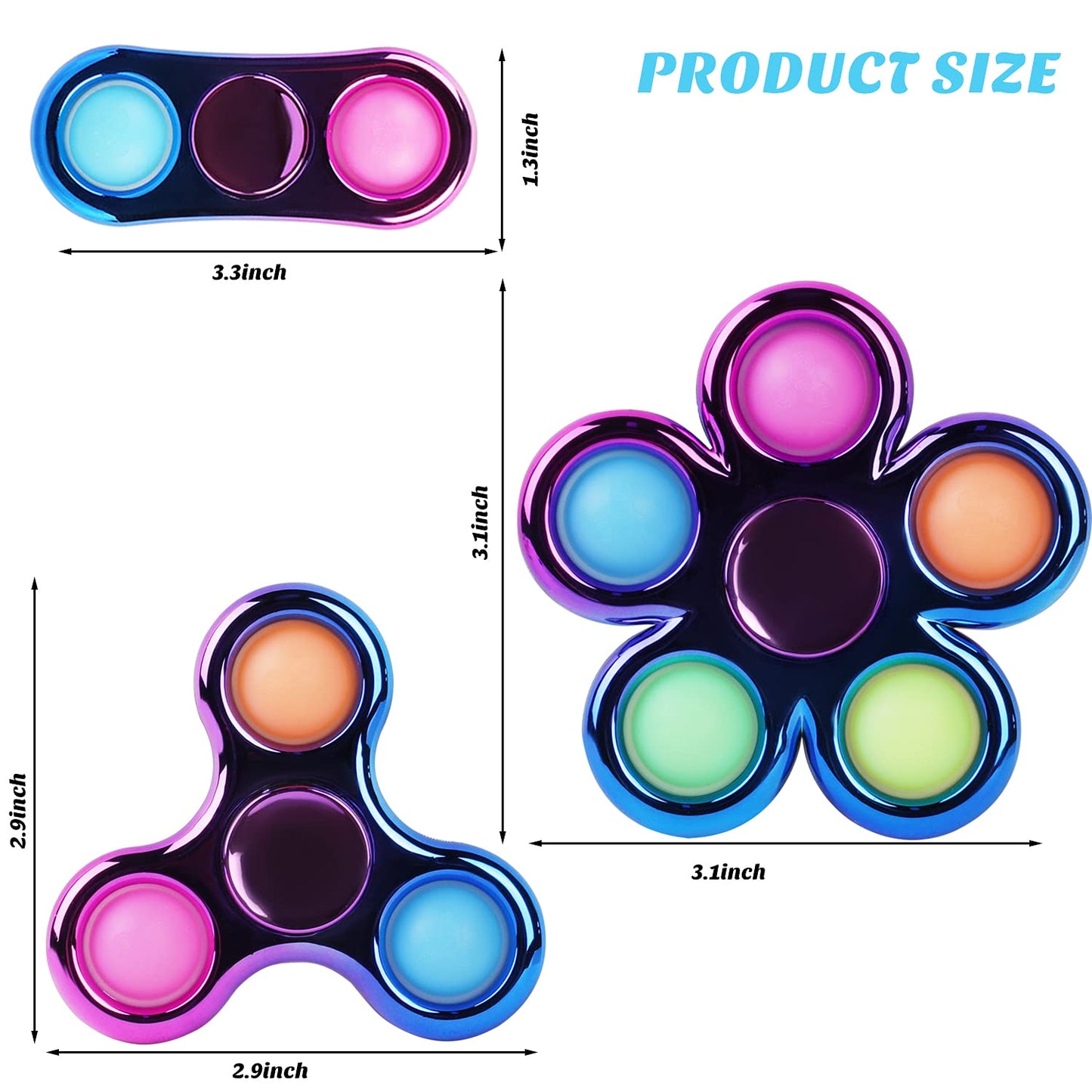 3 Pack Pop Fidget Spinner, Ideal Decompression Fidget Toys Adult Fidget Spinner For Relief, Goodie Bag Stuffers Return Gifts Birthday Party Favors Classroom Carnival Prize For Kids Boys Girls