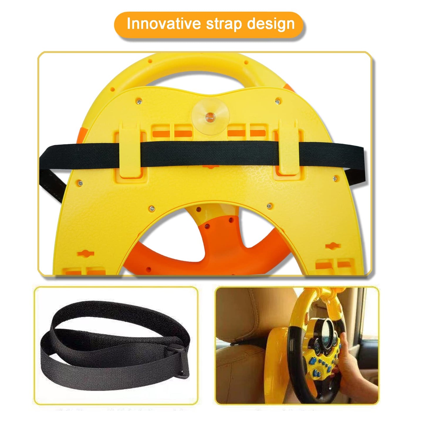 Redcrab Steering Wheel Car Driving Simulated Toy With Light And Music For Kids, Pretend Driving Seat Toys,Baby Electric Early Learning Educational Toys For Boys And Girls(Orange)