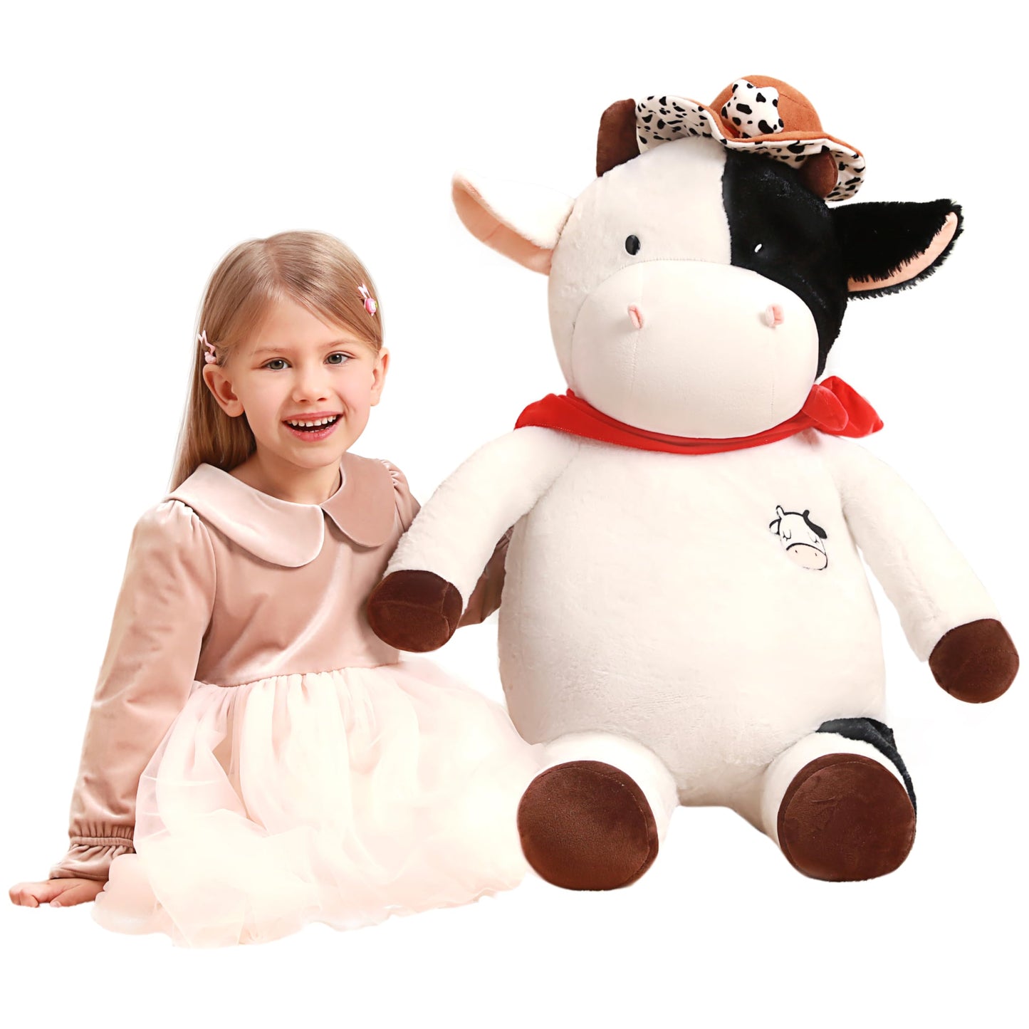 Ikasa Giant Cow Stuffed Animal Plush Toy,30'' Big Large Jumbo Soft Toys,Cute Huge Size Fat Fluffy Plushy Plushie,Gifts For Kids