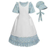 LTAKK Pioneer Dress Girls Colonial Costume Prairie Pilgrim Girl Dresses with Pinafore, Yellow Blue, Medium, age over 4 years old