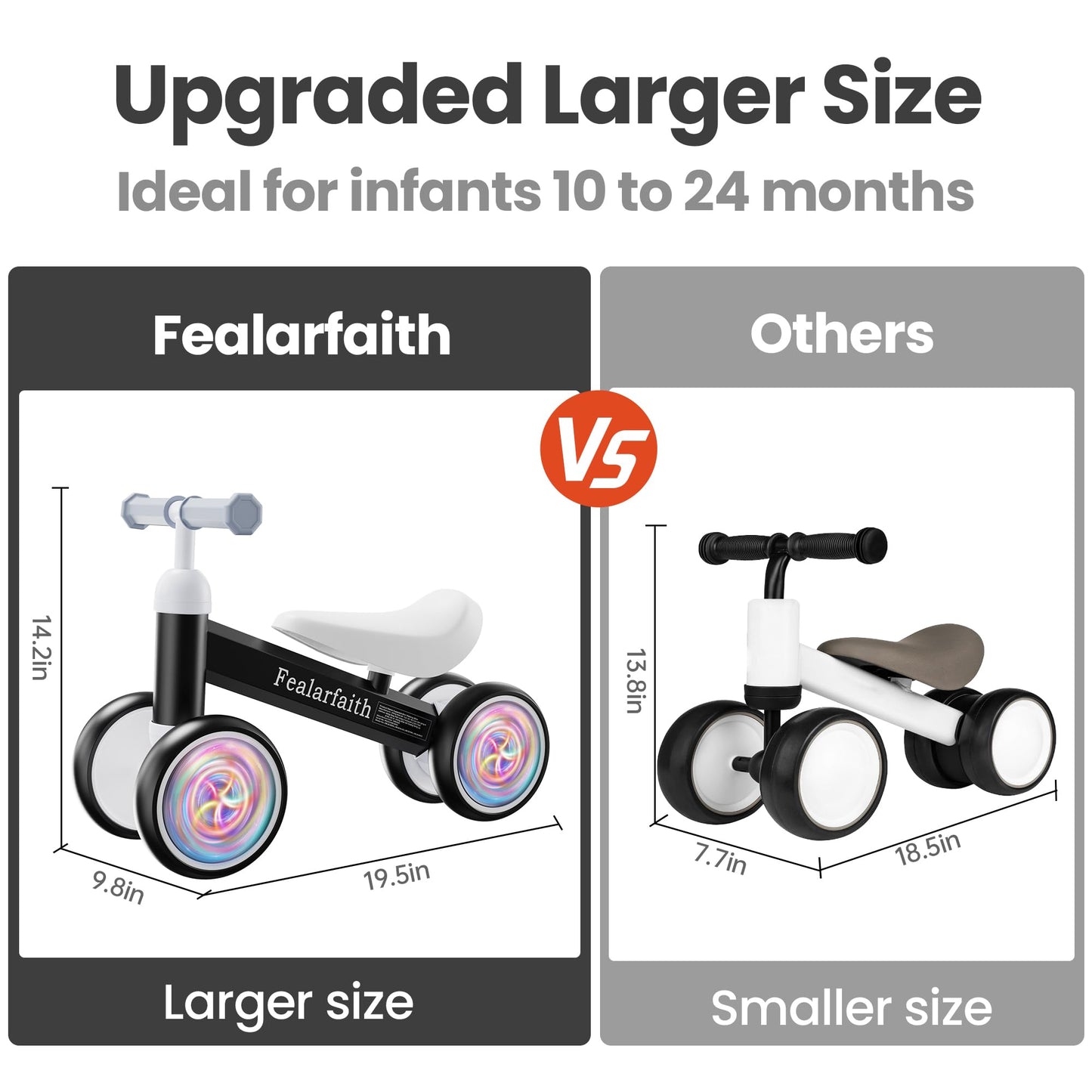 Baby Balance Bike for 1 Year Old Boys Girls, Toddler First Bike with 4 Colorful Lighting Wheels | 12-24 Month Toddler Balance Bi