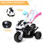 OLAKIDS Kids Ride on Motorcycle, 6V Licensed BMW Electric Motor with Music, Foot Pedal, Headlight, Leather Seat Cushion, 4 Wheel