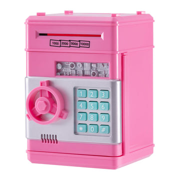 Evthsu Pink Electronic Atm Safe Piggy Bank For Kids - Real Money Savings Coin Bank With Code Lock & Password, Gift Money Box For
