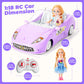 UMONIE Remote Control Car for Girls 4-7, RC Car for Kids with Doll, 100 mins with Rechargeable Battery, 1:18 Scale 2.4Ghz, Birth