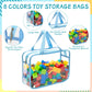 8 Packs 8 Colors Large Toy Storage Bags With Zipper And Labels, Clear Pvc Waterproof Toy Organizers Bags For Board Games, Puzzle