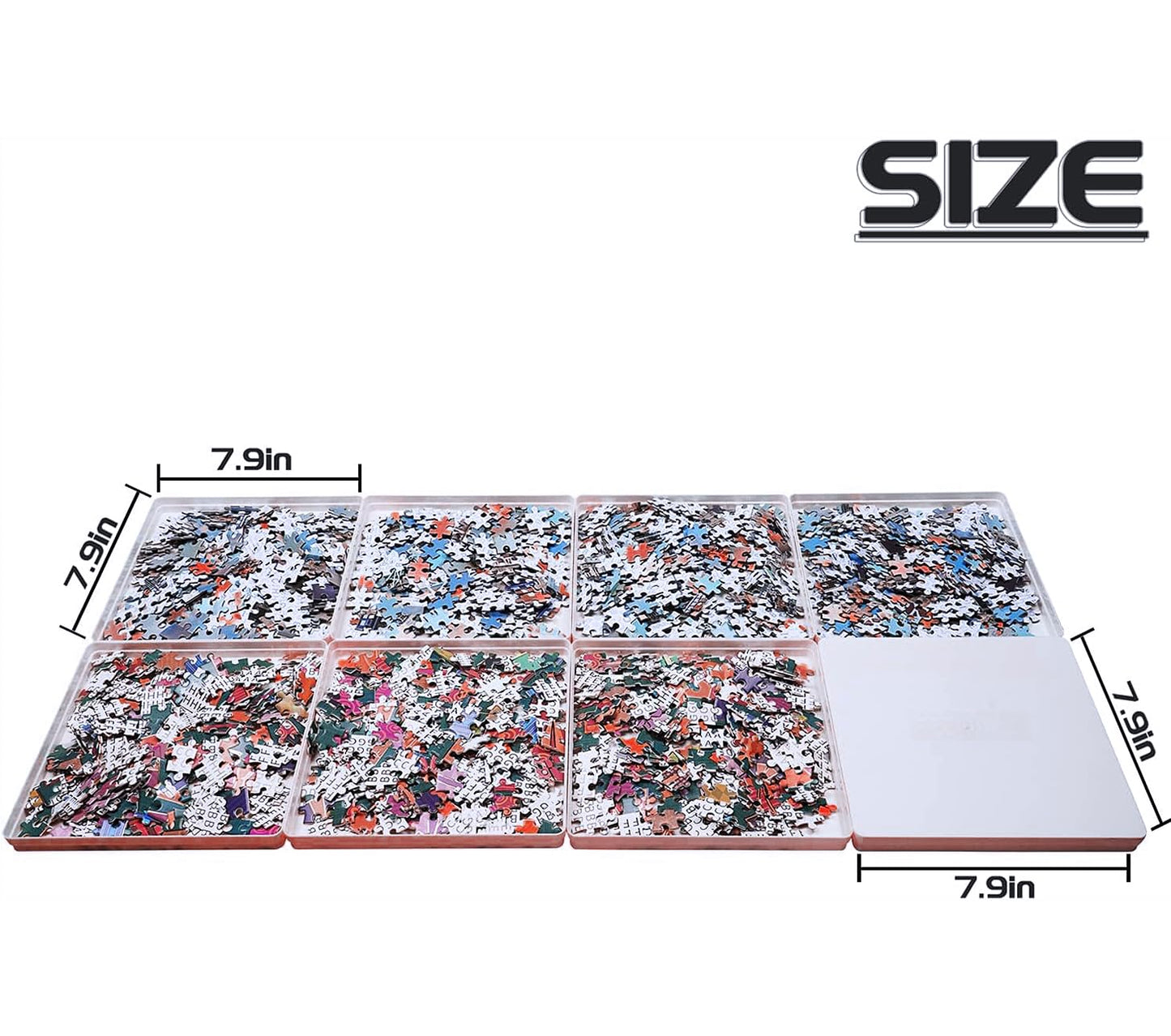 8 Puzzle Sorting Trays With Lid 8X8 Premiunm Puzzle Trays For Puzzle Lovers For Puzzles Up To 1000-1500 Pieces,Puzzle Tray, Convenient Tool For Puzzle Lovers (White)