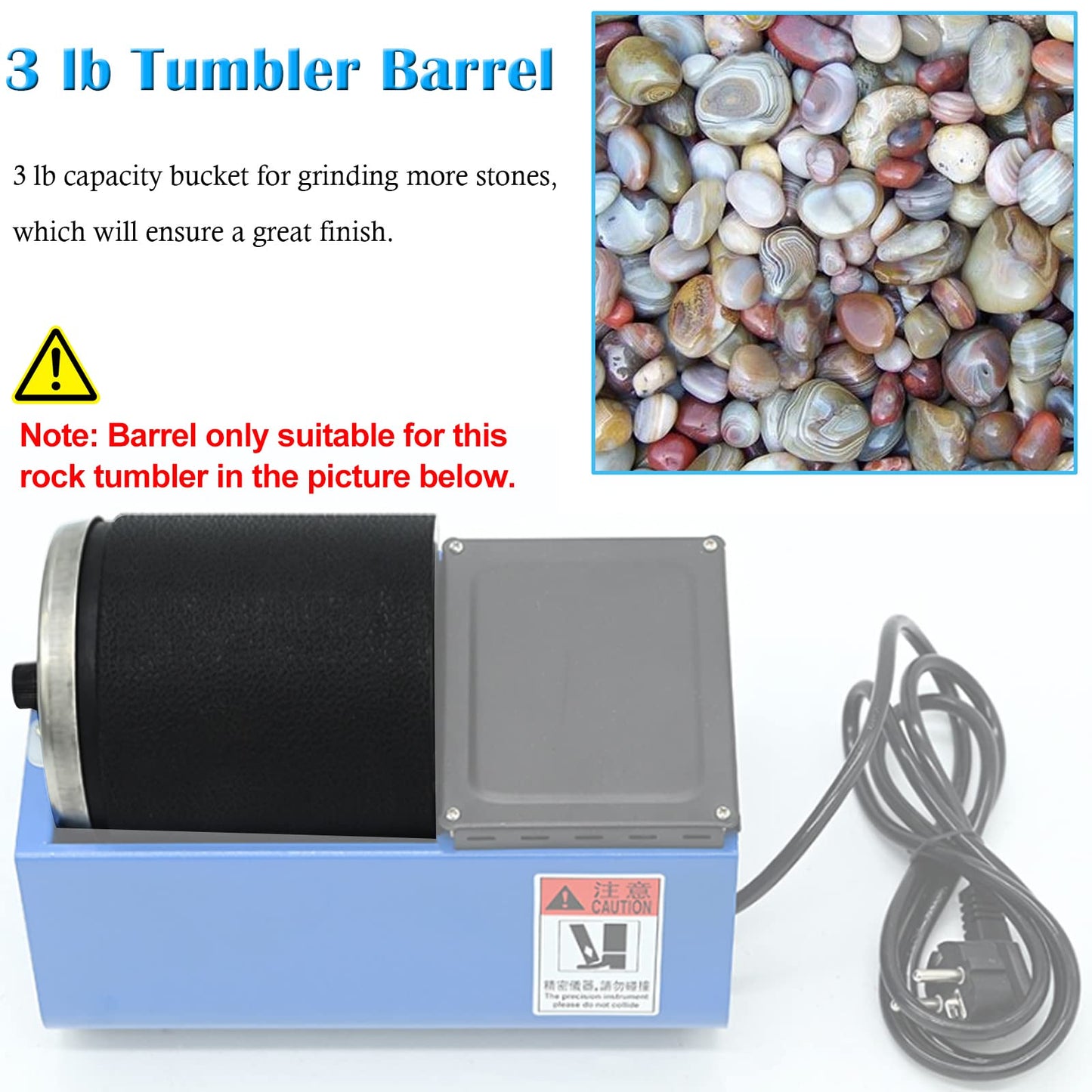 Dpwrrot 3Lb Replacement Barrel For Rock Tumbler, Spare Parts-Transparent Barrel For Rock Tumbler (Hobby Barrel)