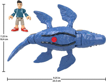 Fisher-Price Imaginext Jurassic World Dinosaur Toy Camp Cretaceous Mosasaurus & Kenji Figure Set For Pretend Play Kids Ages 3+ Years