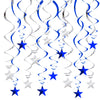 BEISHIDA Blue Silver Stars Hanging Swirls Bachelorette Graduation Hanging Ornament Decorations for Birthday Party Baby Shower Su