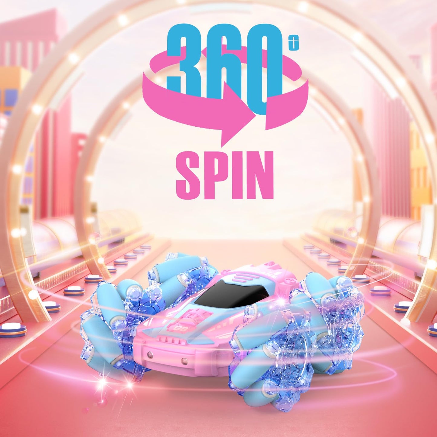 NQD Remote Control Car for Girls, RC Car 2.4 GHz Double Sided 360 Rotating Rc Stunt Car with Cool Lights Music Rechargeable All