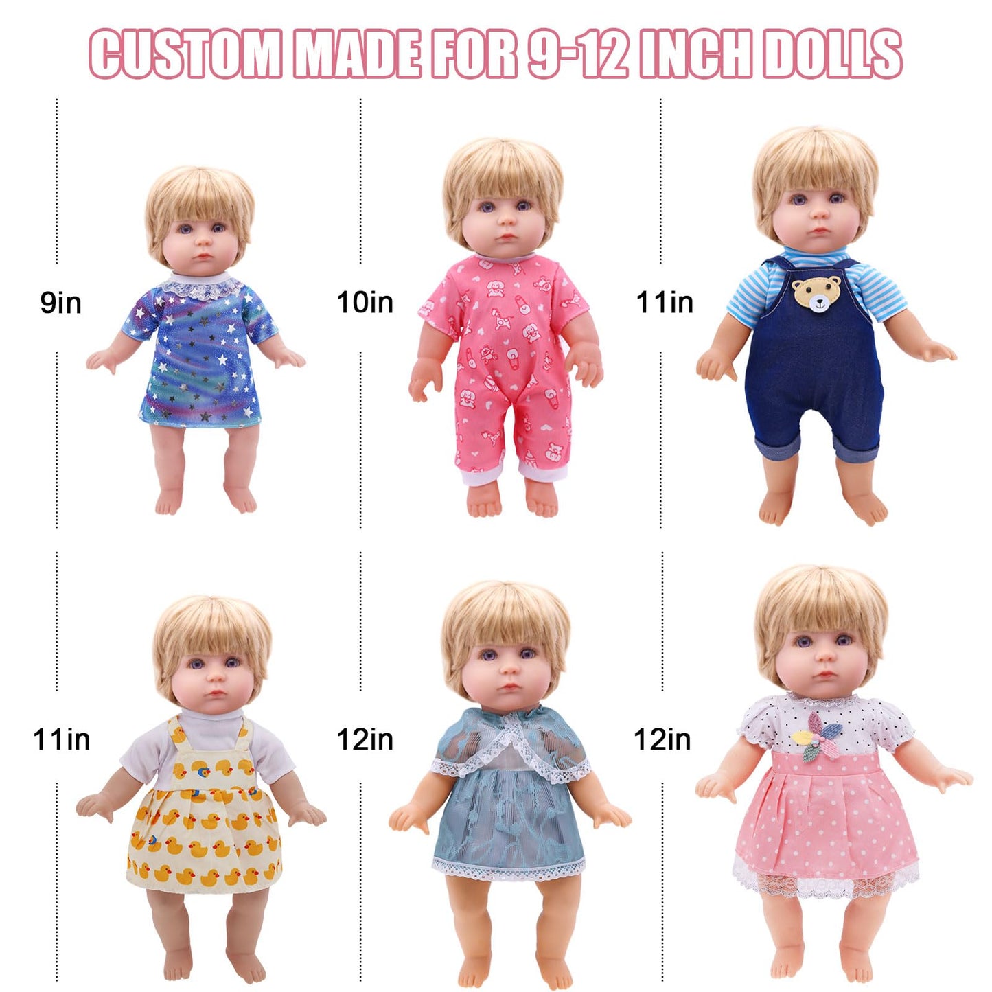 Alive Doll Clothes And Accessories - Baby Doll Dresses Fit For 10 11 12 Inch Girl Dolls, 6 Sets Doll Outfits Include Doll Dresses, Pajamas, One-Piece Suit, Jumpsuits, For Girls Gifts Christmas