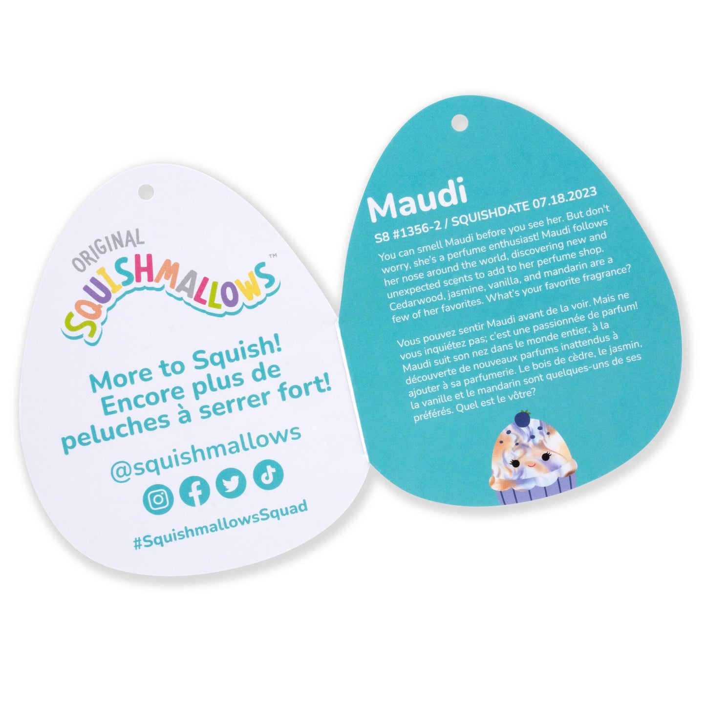 Squishmallows Original 8-Inch Plush Maudi Marbled Blueberry Cupcake - Soft Polyester Toy, Blue Wrapper, Model SQCR05540