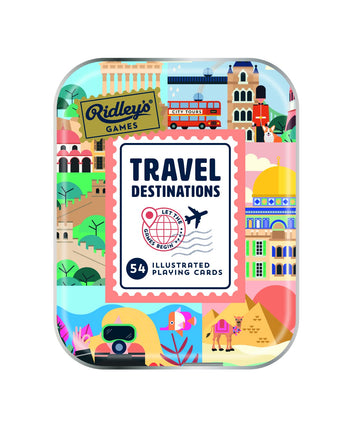 Ridleys Games: Travel Destinations Playing Cards | Full Deck of Cards with 54 Unique Travel Destinations | Travel Fun Facts on 