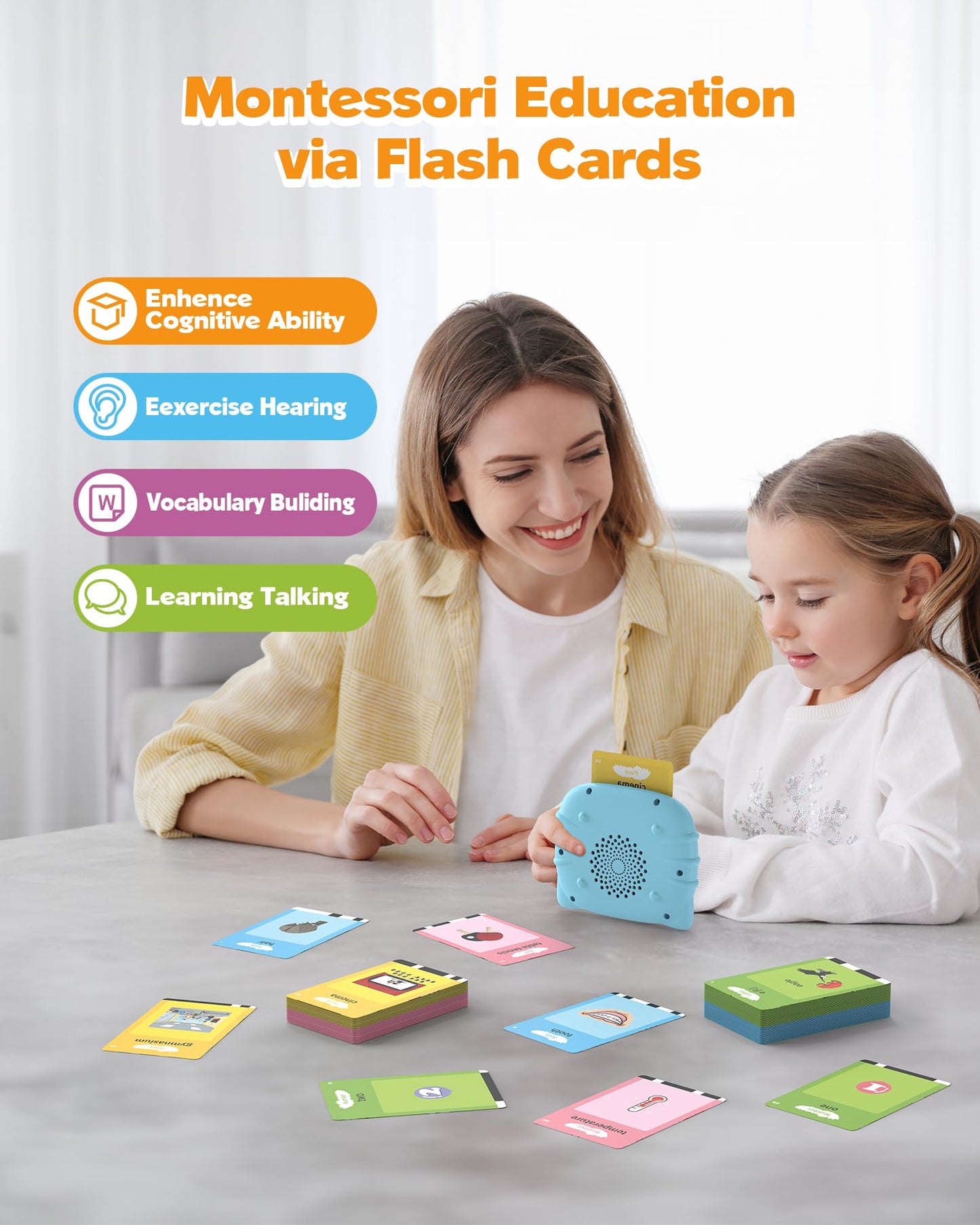 510 Words, Talking Flash Cards For Toddler 1 2 3 4 Year Olds, Language Learning Toys, Pocket Speech Therapy Toys, Autism Toys, M
