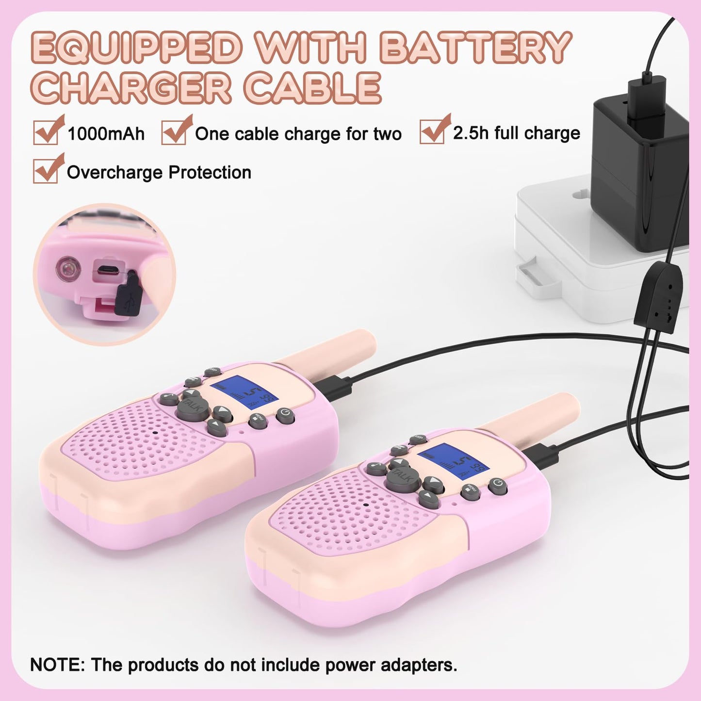 Toys For 3-12 Year Old Girls, Selieve 2 Pack Kids Walkie Talkies Rechargeable With 22 Channels, Led Flashlight And Vox Function,