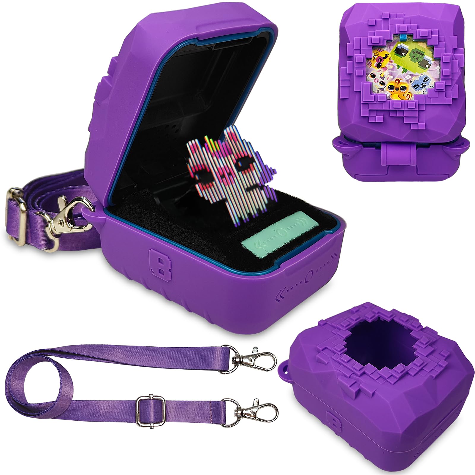 Silicone Cover Case For Bitzee Magicals Interactive Toy Digital Pet And Case, Protective Skin Sleeve For Bitzee Magicals Virtual Electronic Pets Accessories(Case For Bitzee Magicals Pet) (Purple)
