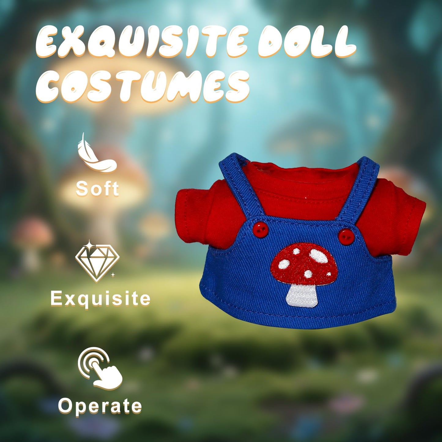 17cm Doll Clothes  17cm Clothes Skirt Set  2 Piece Colorful T-Shirt+ with Overalls or Skirt Outfit enhanced Fashion Cute Doll Accessories(NO Doll)(Style C)