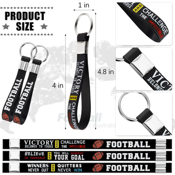 Junkin 48 Pieces Football Party Favors Football Silicone Keychains Gift Senior Night Accessories Party Supplies