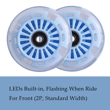 Wiggle Car Polyurethane Replacement Wheels Set (Front,2P Light Up), Swing Car Wheels Pack (Rear,2P Narrower) Upgrade For Ride-On Toys (Sky Blue)