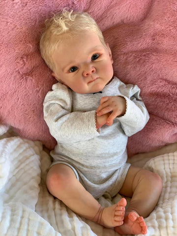 Zero Pam Realistic Reborn Baby Dolls Boy Silicone Full Body 18 inch Toddlers Newborn Baby Dolls Eyes Open with Hair Vinyl Full L