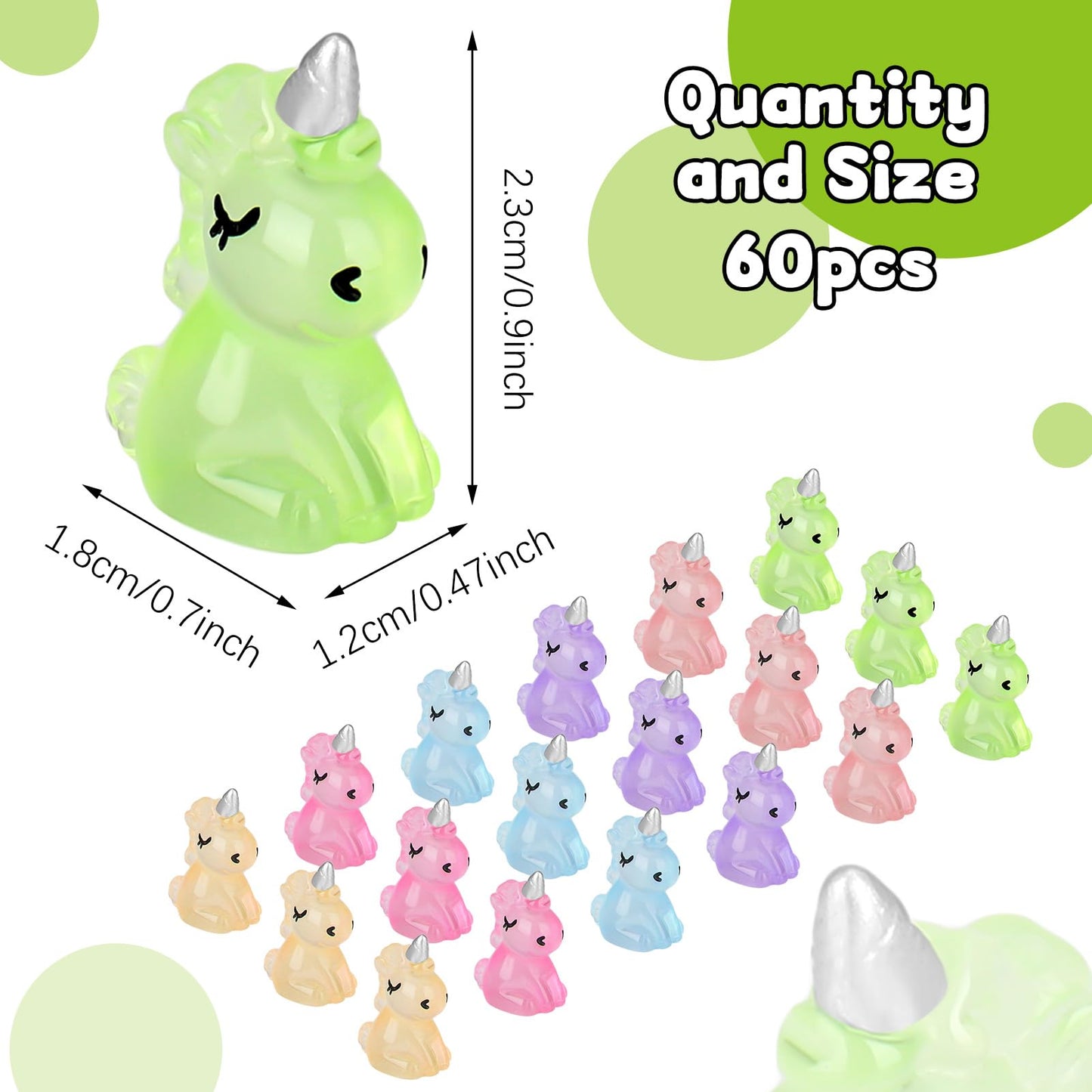 Fuyamp 60Pcs Luminous Mini Resin Unicorn Miniature Glow In The Dark Tiny Unicorn Ornament Diy Charms For Garden, Landscape, Aqua