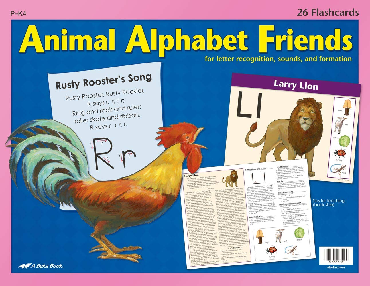 Animal Alphabet Friends Flashcards  Abeka Kindergarten 2, 3, 4 Year Old K4 Kindergarten Letter Recognition, Sounds, And Formati