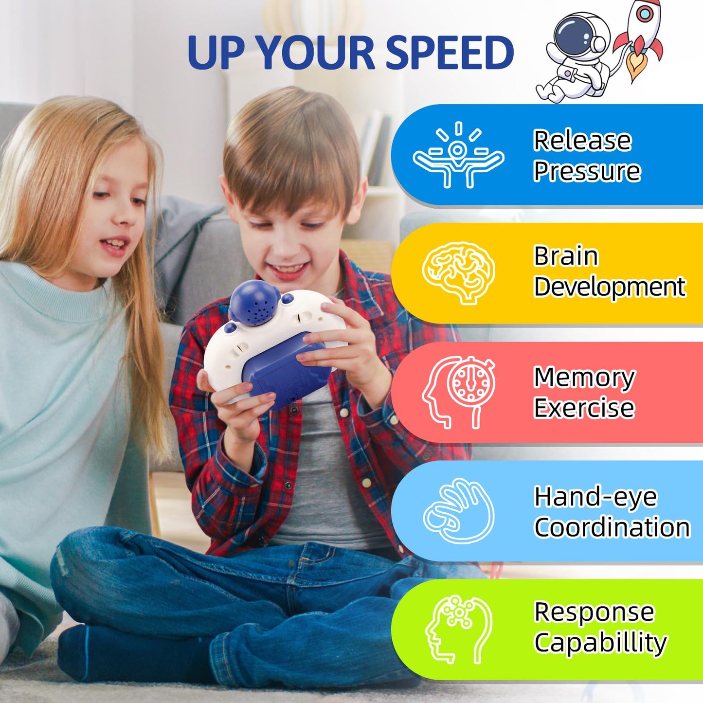 Blackma Fast Push Game Pop Fidget Toys For Kids, Fast Push Bubble Game, Handheld Puzzle Game Sensory Toys With Led Screen, Quick