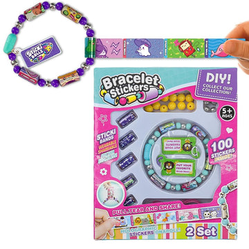 Patpat Cotton Patpat Wearable & Shareable Sticker Bracelet | Includes 100 Mini Stickers | 2 Mystery Reveal Sticki Rolls, Multi C