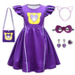 SHELOVESIT Girls Superhero Cosplay Costume Kitties Dress Movie Character Cat Dress Up Outfits - 130cm/5T-6T - Purple