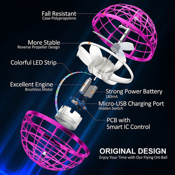 Amerfist 2023 Flying Orb Ball Toy,Cosmic Globe Boomerang Hover Ball Galactic Fidget Spinner, Hand Drone Orbit, Cool Toys Gift For 6 7 8 9 10+ Year Old Boys Girls Teens Outdoor Toys(Pink)